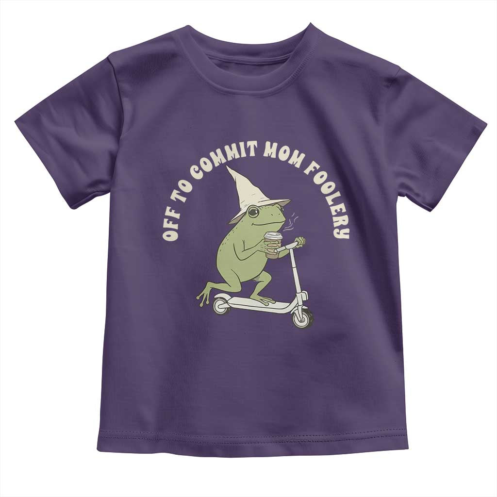 Off To Commit Mom Foolery Toddler T Shirt Funny Mama Frog Scooter Mother's Day TS11 Purple Print Your Wear
