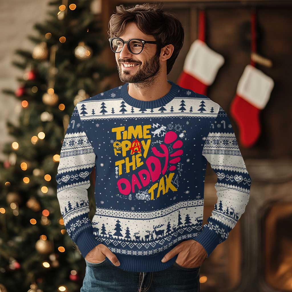 Time To Pay The Daddy Tax Ugly Christmas Sweater Dungeon Gamer Dad Father’s Day TS11 Navy Beige Print Your Wear