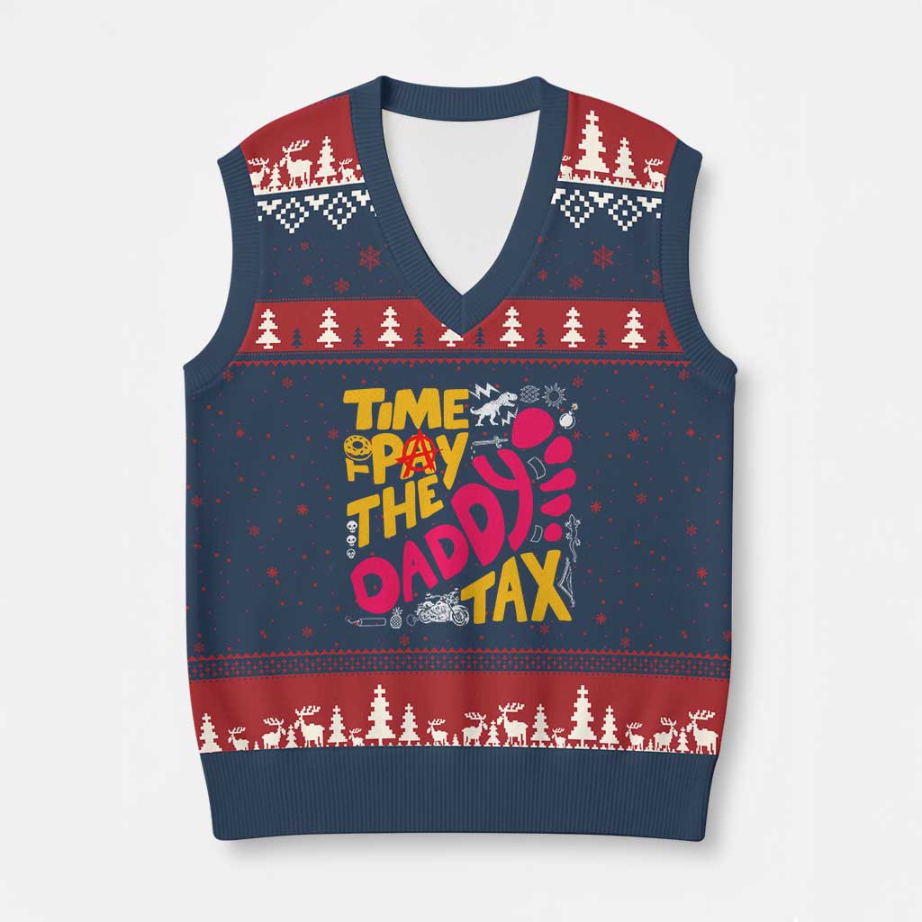 Time To Pay The Daddy Tax V-Neck Knit Sweater Vest Dungeon Gamer Dad Father’s Day TS11 Navy Red Print Your Wear