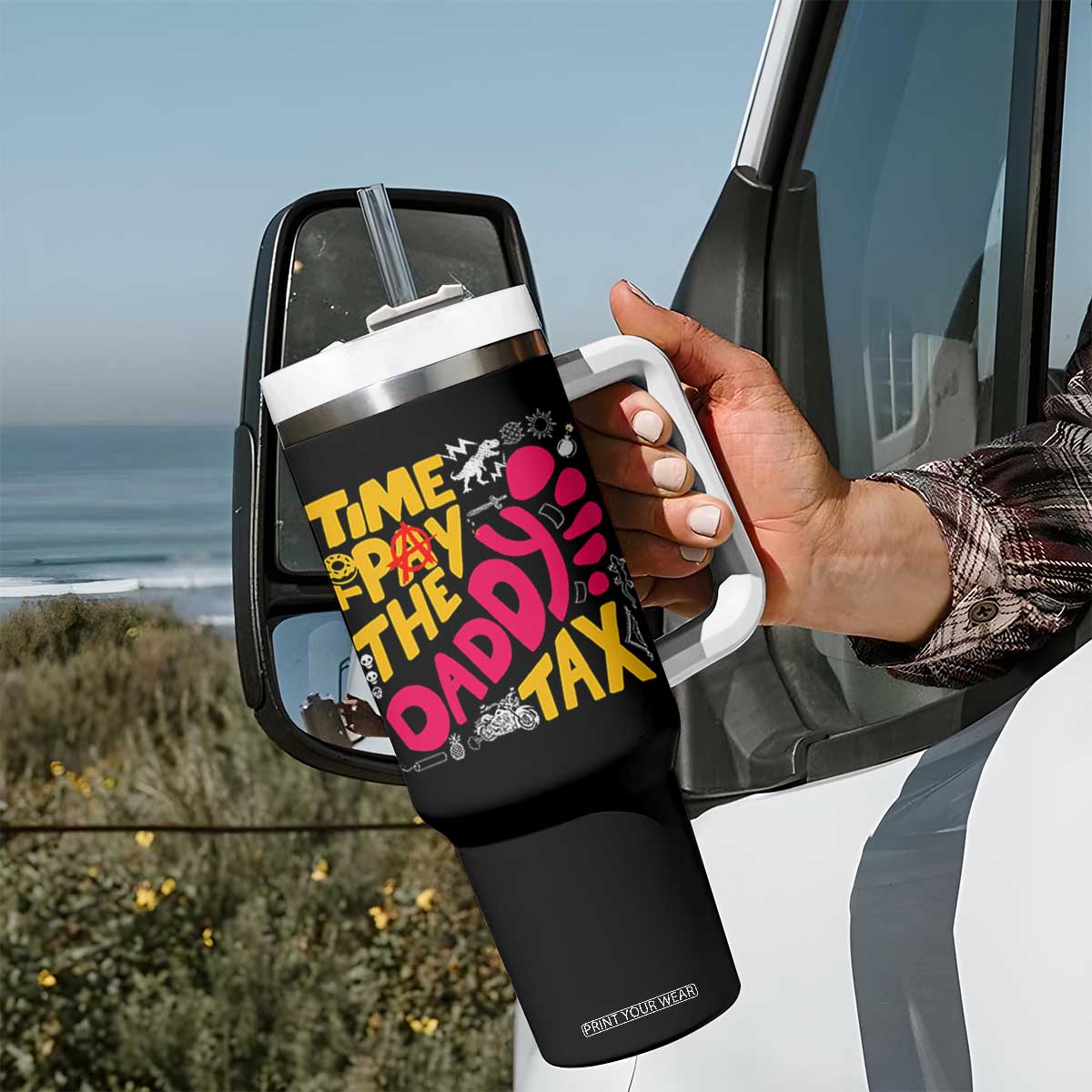 Time To Pay The Daddy Tax Tumbler With Handle Dungeon Gamer Dad Father’s Day TS11 Print Your Wear