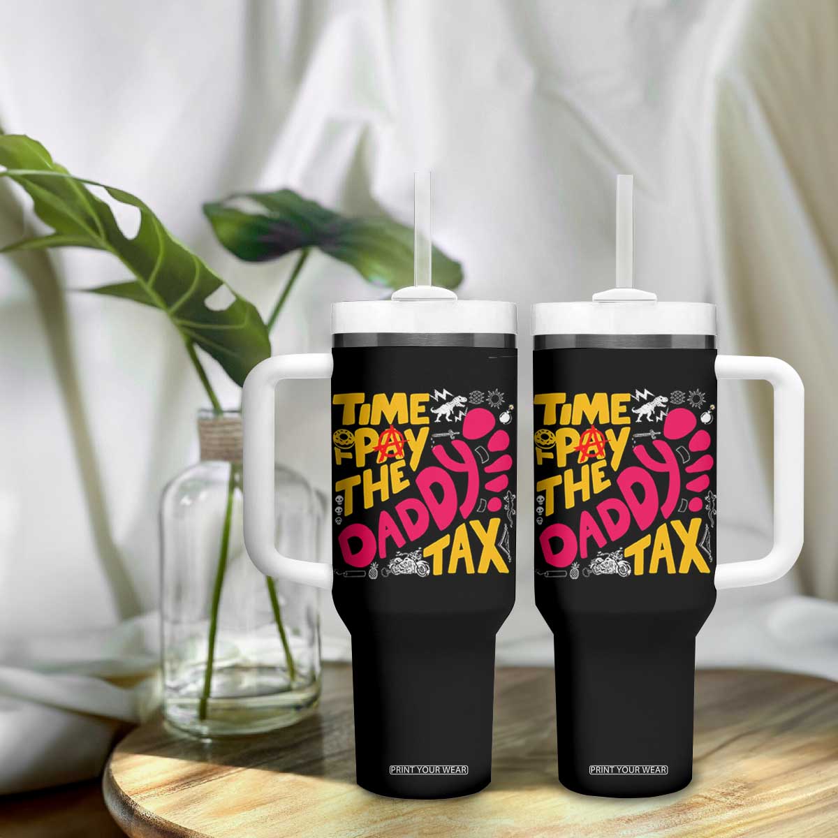 Time To Pay The Daddy Tax Tumbler With Handle Dungeon Gamer Dad Father’s Day TS11 Print Your Wear