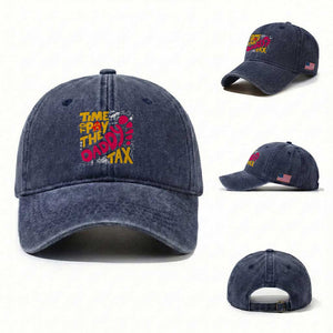 Time To Pay The Daddy Tax Washed Cotton Baseball Cap Dungeon Gamer Dad Father’s Day TS11 Washed Cap Universal Fit Navy Print Your Wear