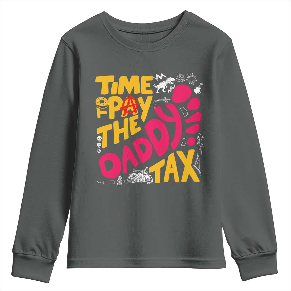 Time To Pay The Daddy Tax Youth Sweatshirt Dungeon Gamer Dad Father’s Day TS11 Dark Heather Print Your Wear
