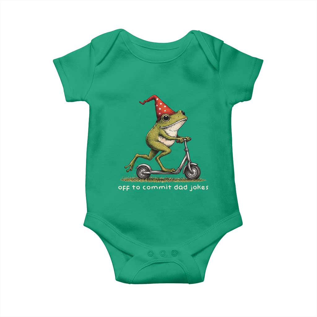 Off To Commit Dad Jokes Baby Onesie Funny Daddy Frog Scooter Fathers Day TS11 Irish Green Print Your Wear