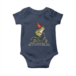 Off To Commit Dad Jokes Baby Onesie Funny Daddy Frog Scooter Fathers Day TS11 Navy Print Your Wear