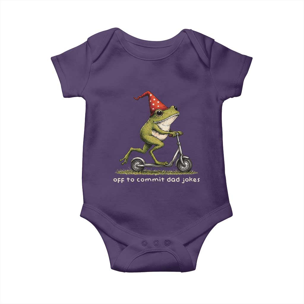 Off To Commit Dad Jokes Baby Onesie Funny Daddy Frog Scooter Fathers Day TS11 Purple Print Your Wear