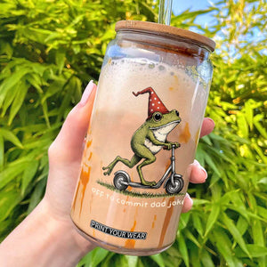 Off To Commit Dad Jokes Glass Can Funny Daddy Frog Scooter Fathers Day TS11 Black Print Your Wear