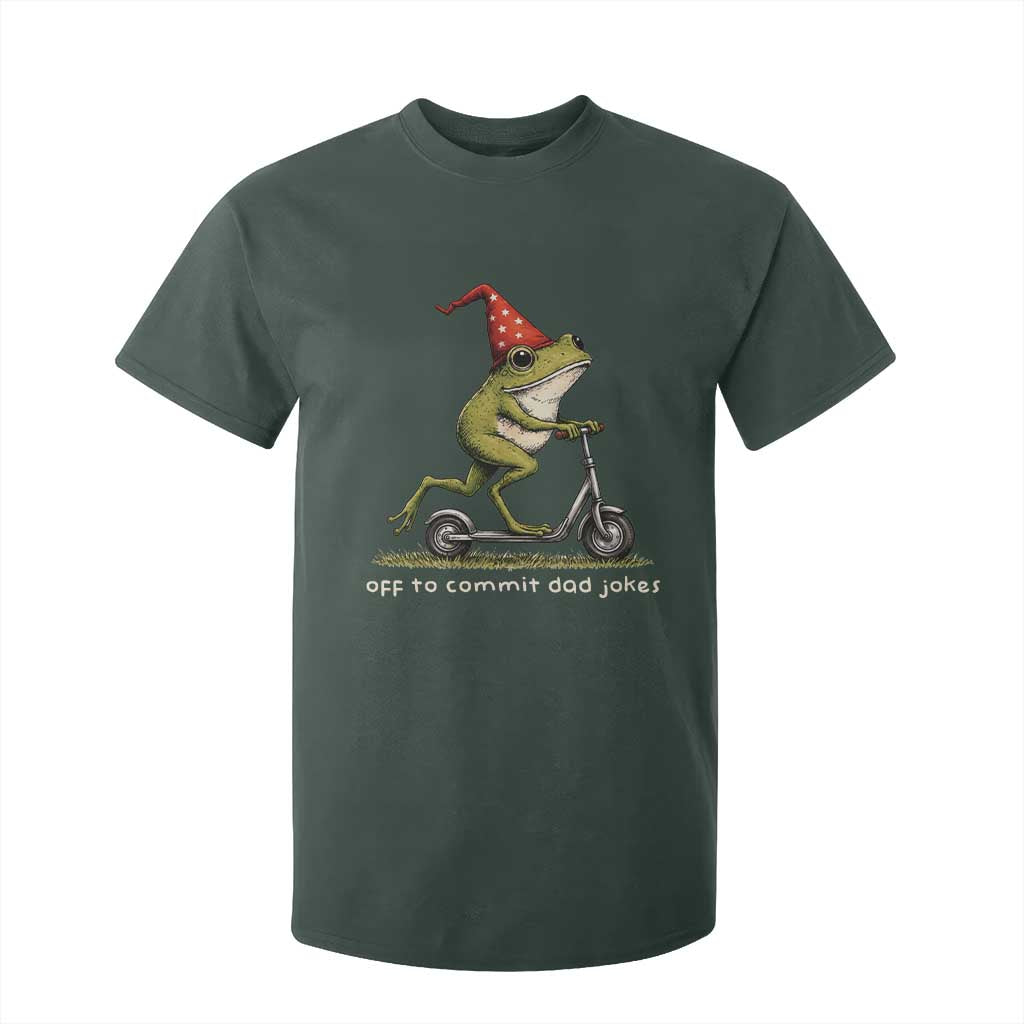 Off To Commit Dad Jokes T Shirt For Kid Funny Daddy Frog Scooter Fathers Day TS11 Dark Forest Green Print Your Wear