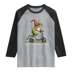 Off To Commit Dad Jokes Raglan Shirt Funny Daddy Frog Scooter Fathers Day TS11 Heather Gray Black Print Your Wear