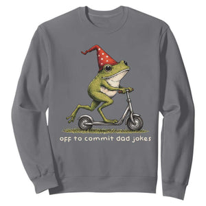 Off To Commit Dad Jokes Sweatshirt Funny Daddy Frog Scooter Fathers Day TS11 Charcoal Print Your Wear