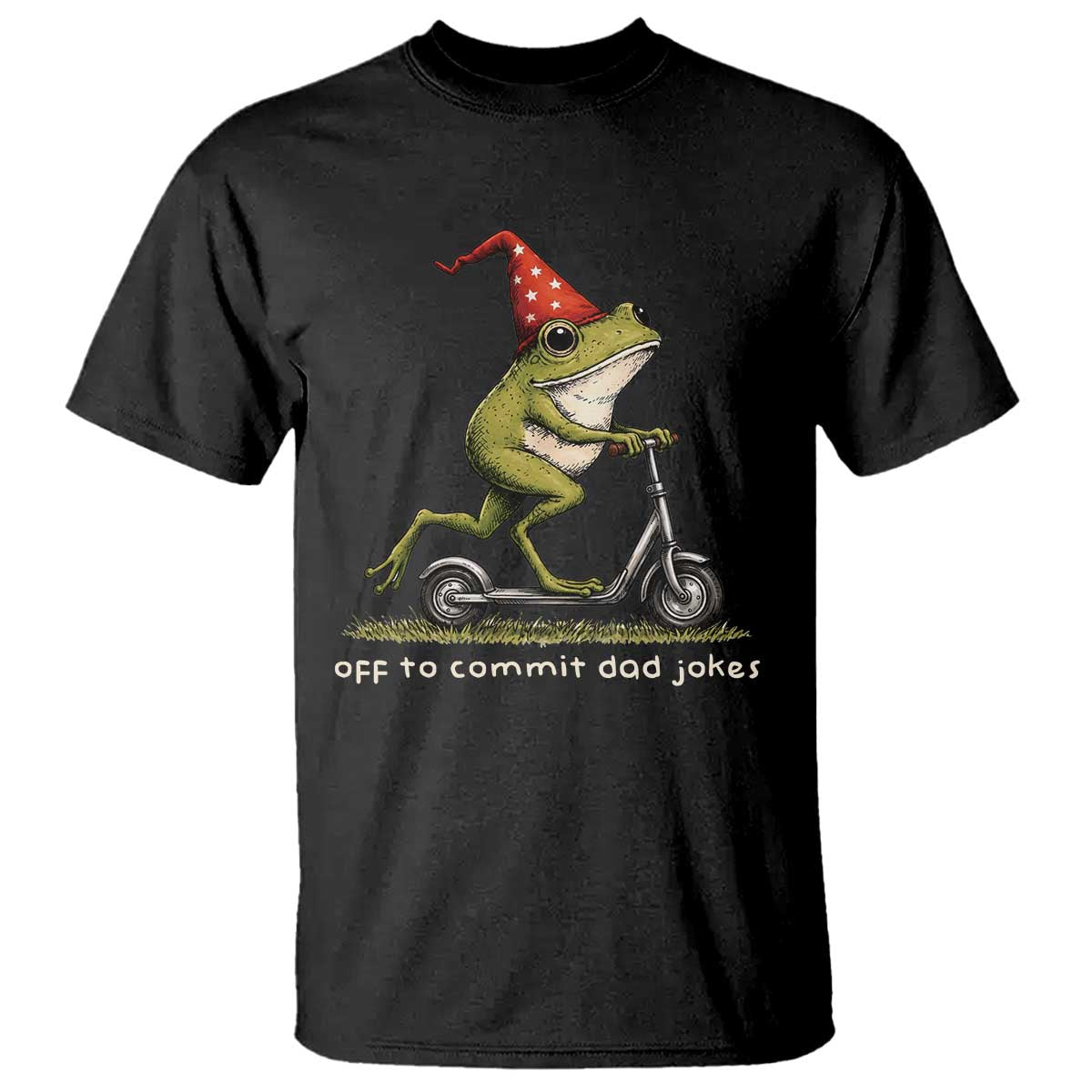 Off To Commit Dad Jokes T Shirt Funny Daddy Frog Scooter Fathers Day TS11 Black Print Your Wear