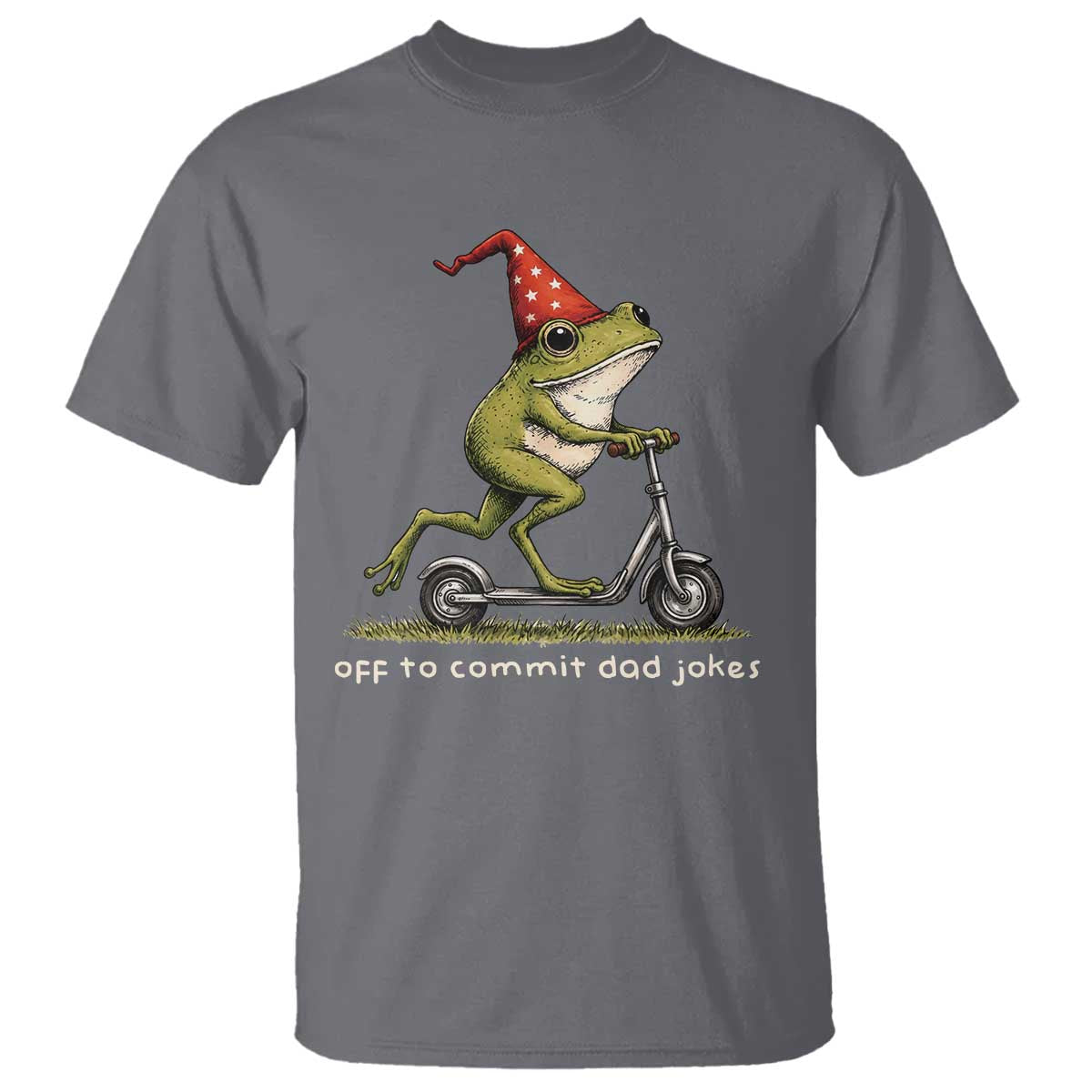 Off To Commit Dad Jokes T Shirt Funny Daddy Frog Scooter Fathers Day TS11 Charcoal Print Your Wear