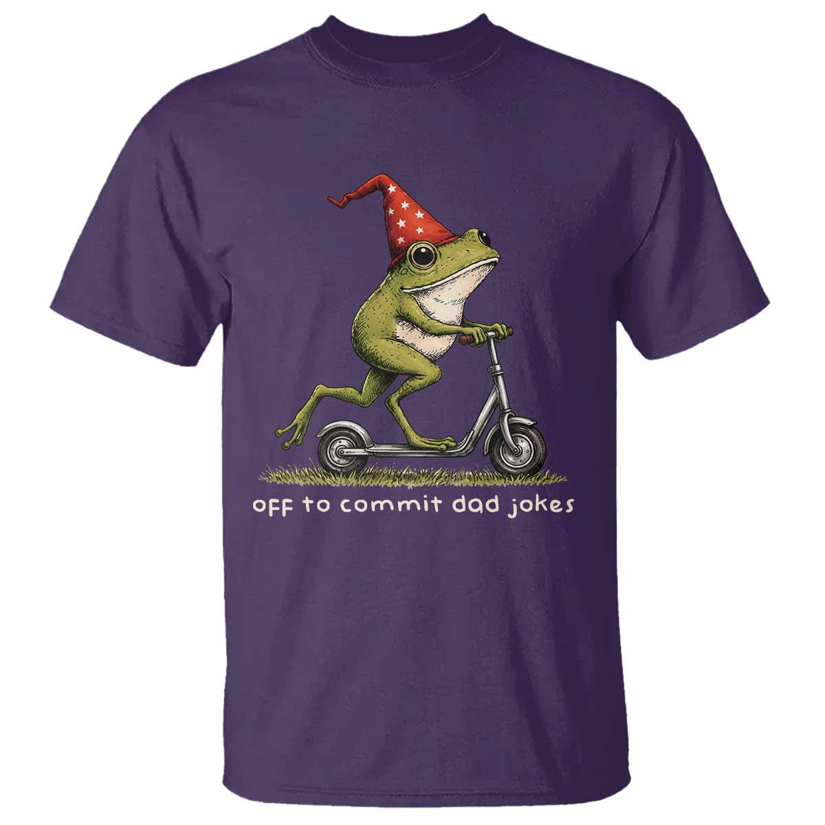 Off To Commit Dad Jokes T Shirt Funny Daddy Frog Scooter Fathers Day TS11 Purple Print Your Wear