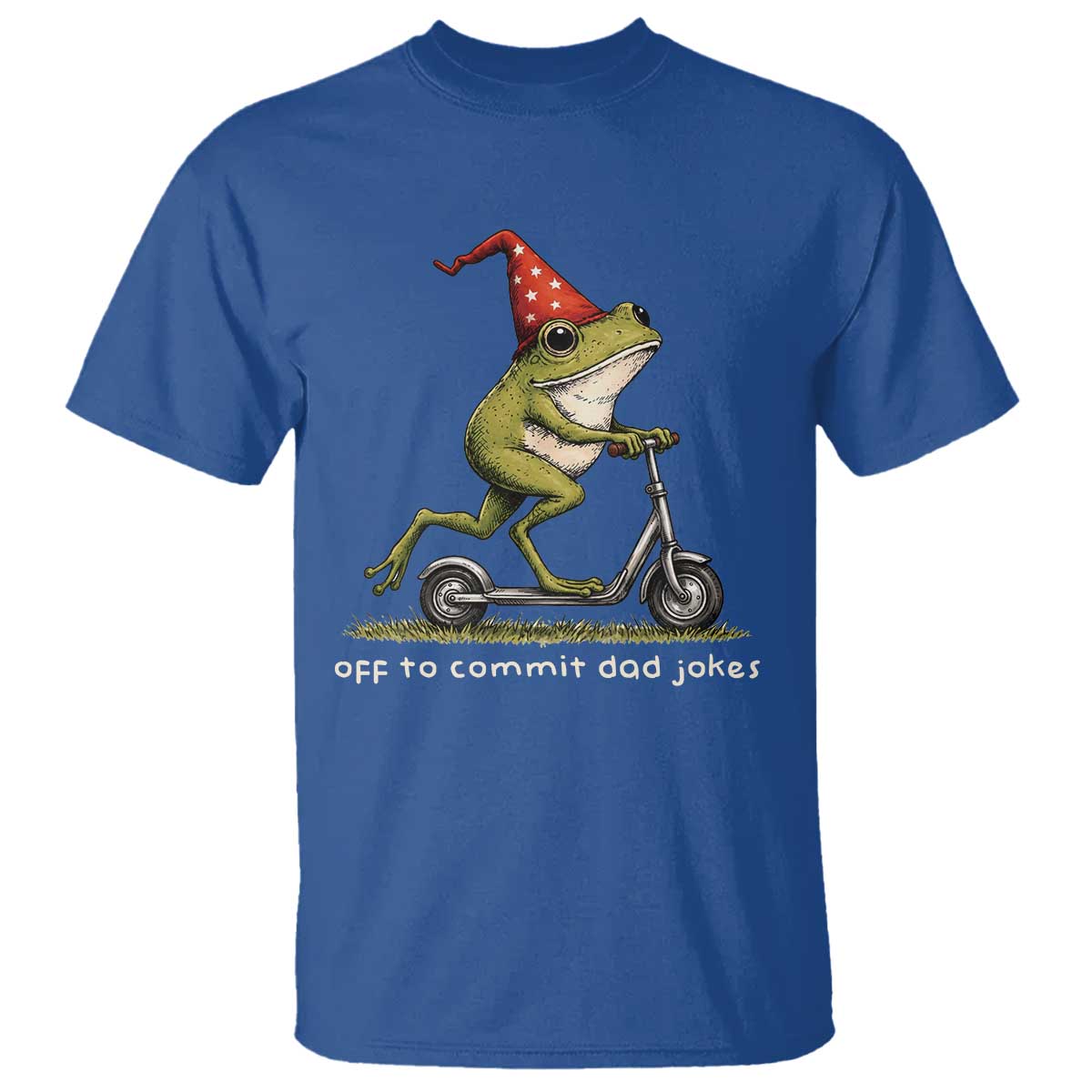 Off To Commit Dad Jokes T Shirt Funny Daddy Frog Scooter Fathers Day TS11 Royal Blue Print Your Wear