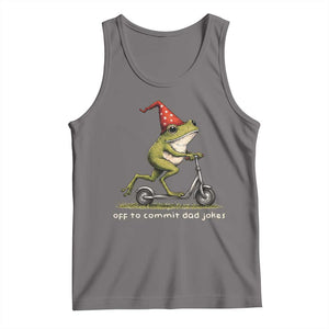 Off To Commit Dad Jokes Tank Top Funny Daddy Frog Scooter Fathers Day TS11 Deep Heather Print Your Wear