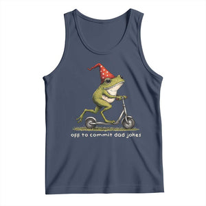 Off To Commit Dad Jokes Tank Top Funny Daddy Frog Scooter Fathers Day TS11 Navy Print Your Wear