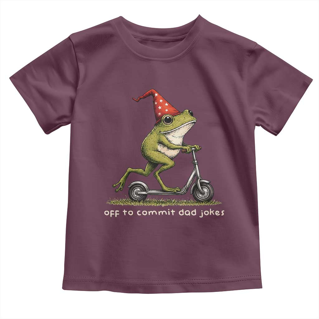 Off To Commit Dad Jokes Toddler T Shirt Funny Daddy Frog Scooter Fathers Day TS11 Maroon Print Your Wear
