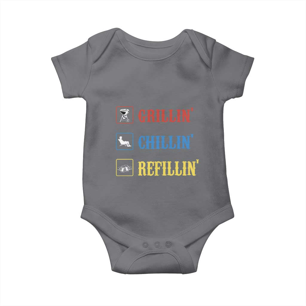 BBQ Lover Baby Onesie Grilling Chillin' Grillin' Refillin' Smoker TS11 Charcoal Print Your Wear
