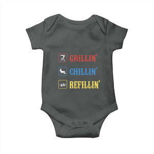 BBQ Lover Baby Onesie Grilling Chillin' Grillin' Refillin' Smoker TS11 Dark Heather Print Your Wear