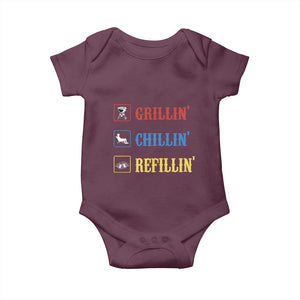 BBQ Lover Baby Onesie Grilling Chillin' Grillin' Refillin' Smoker TS11 Maroon Print Your Wear