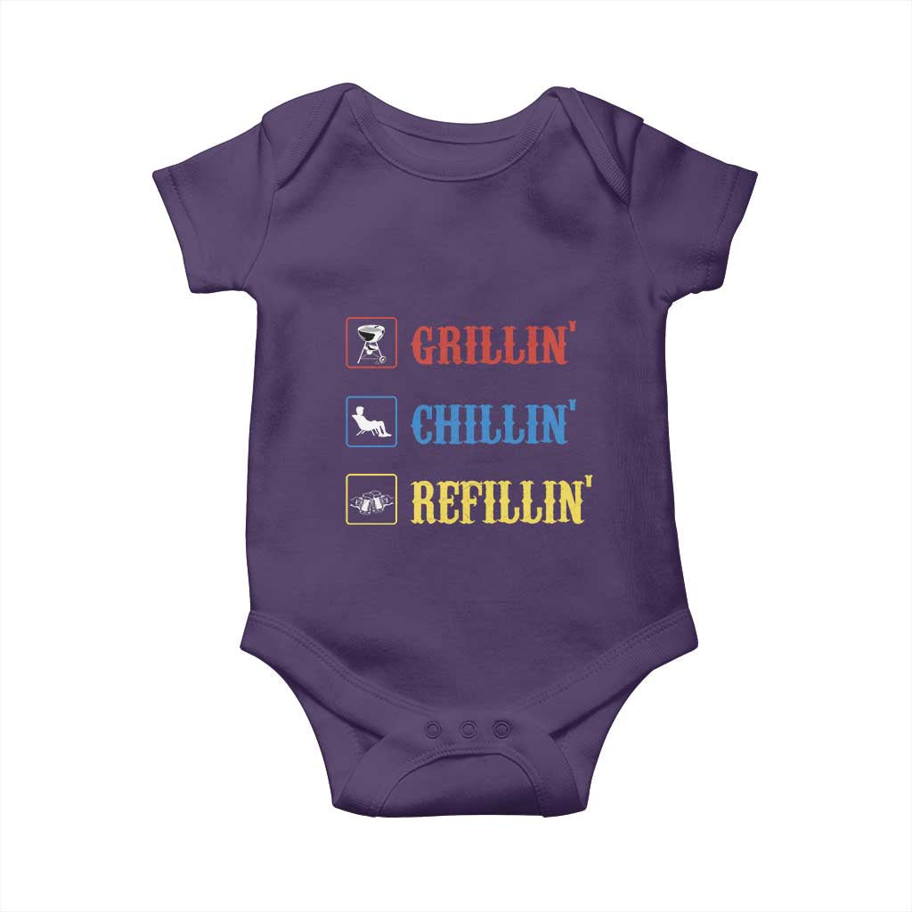 BBQ Lover Baby Onesie Grilling Chillin' Grillin' Refillin' Smoker TS11 Purple Print Your Wear