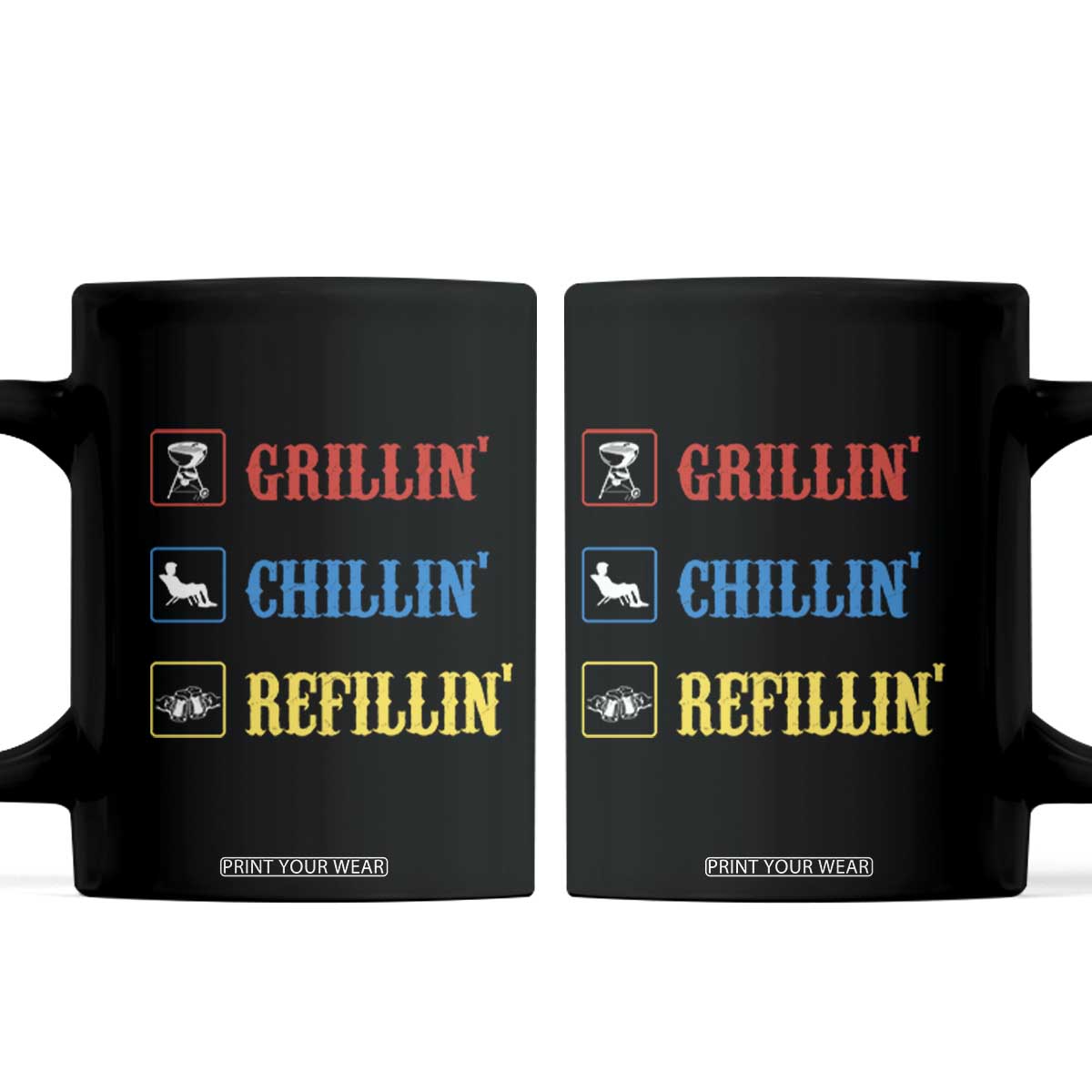 BBQ Lover Coffee Mug Grilling Chillin' Grillin' Refillin' Smoker TS11 Black Print Your Wear