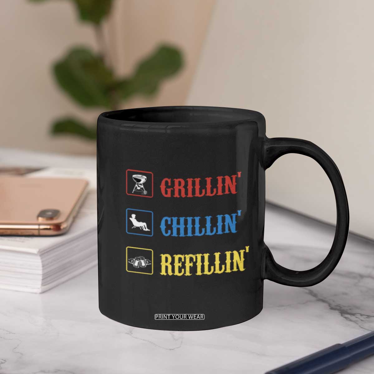 BBQ Lover Coffee Mug Grilling Chillin' Grillin' Refillin' Smoker TS11 Print Your Wear