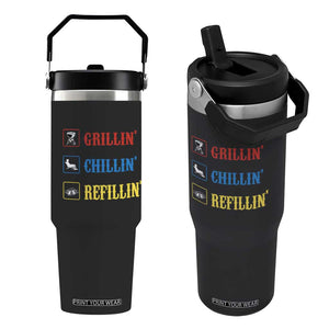 BBQ Lover Flip Straw Tumbler Grilling Chillin' Grillin' Refillin' Smoker TS11 One Size: 30 oz Black Print Your Wear