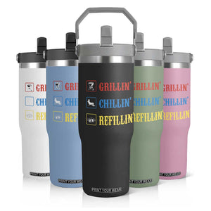 BBQ Lover Flip Straw Tumbler Grilling Chillin' Grillin' Refillin' Smoker TS11 Print Your Wear