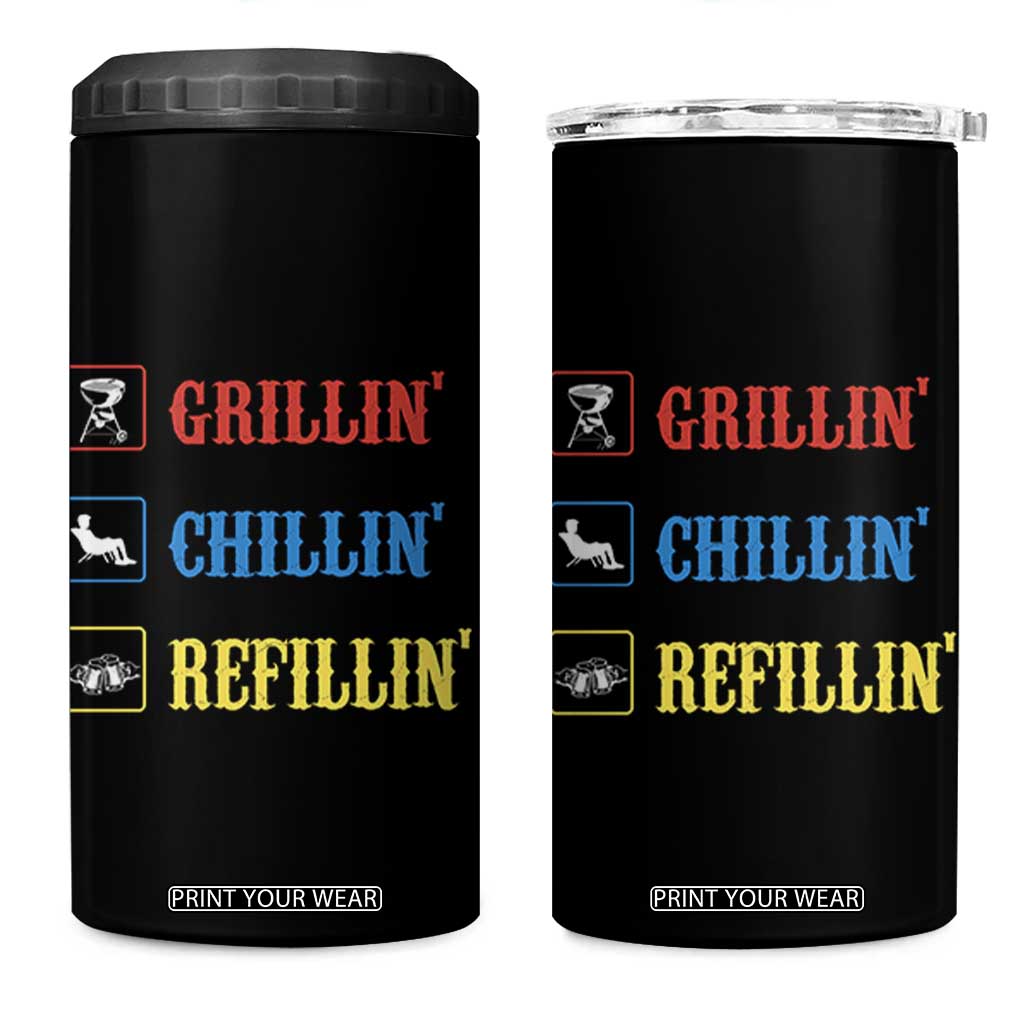 BBQ Lover 4 in 1 Can Cooler Tumbler Grilling Chillin' Grillin' Refillin' Smoker TS11 One Size: 16 oz Black Print Your Wear
