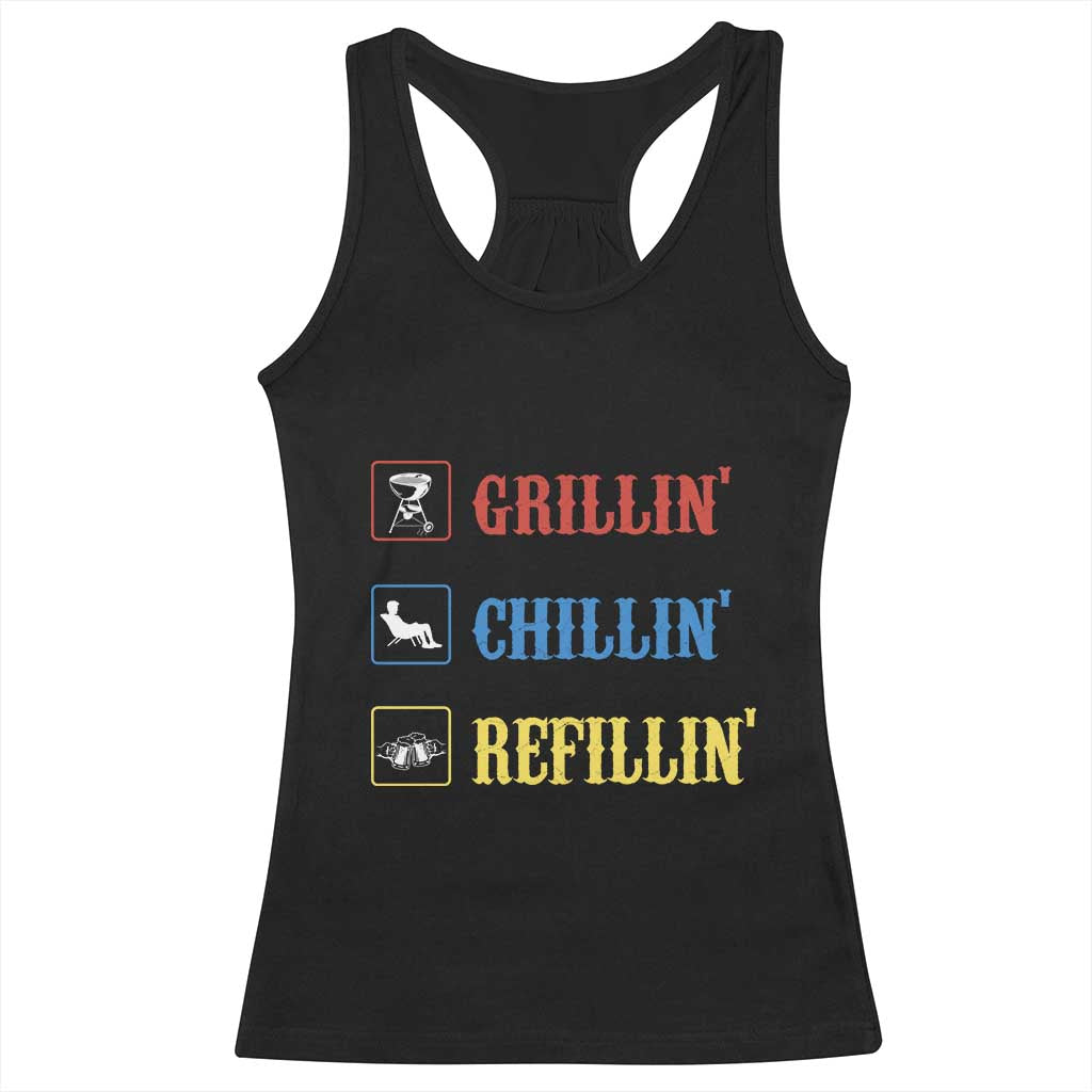 BBQ Lover Racerback Tank Top Grilling Chillin' Grillin' Refillin' Smoker TS11 Black Print Your Wear