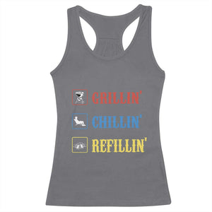 BBQ Lover Racerback Tank Top Grilling Chillin' Grillin' Refillin' Smoker TS11 Charcoal Print Your Wear