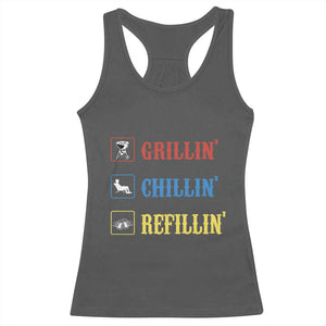 BBQ Lover Racerback Tank Top Grilling Chillin' Grillin' Refillin' Smoker TS11 Dark Heather Print Your Wear