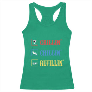 BBQ Lover Racerback Tank Top Grilling Chillin' Grillin' Refillin' Smoker TS11 Irish Green Print Your Wear
