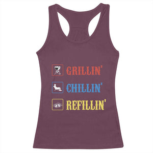 BBQ Lover Racerback Tank Top Grilling Chillin' Grillin' Refillin' Smoker TS11 Maroon Print Your Wear