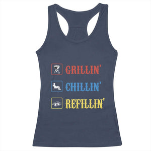 BBQ Lover Racerback Tank Top Grilling Chillin' Grillin' Refillin' Smoker TS11 Navy Print Your Wear