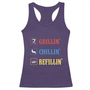 BBQ Lover Racerback Tank Top Grilling Chillin' Grillin' Refillin' Smoker TS11 Purple Print Your Wear