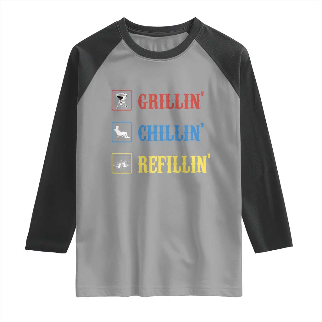 BBQ Lover Raglan Shirt Grilling Chillin' Grillin' Refillin' Smoker TS11 Sport Gray Black Print Your Wear