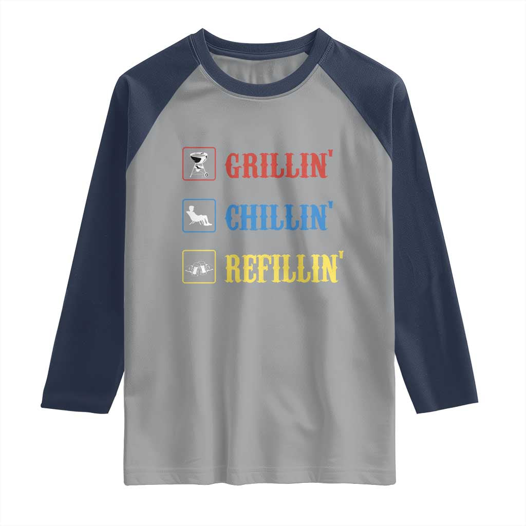 BBQ Lover Raglan Shirt Grilling Chillin' Grillin' Refillin' Smoker TS11 Sport Gray Navy Print Your Wear