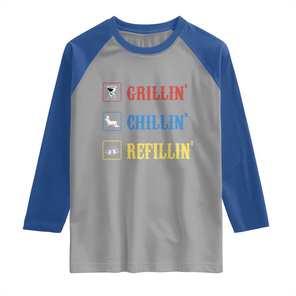 BBQ Lover Raglan Shirt Grilling Chillin' Grillin' Refillin' Smoker TS11 Sport Gray Royal Print Your Wear