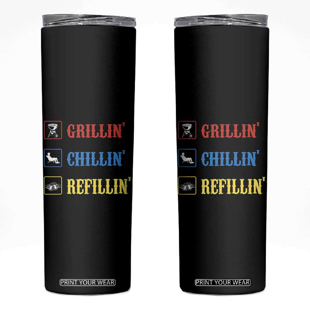 BBQ Lover Skinny Tumbler Grilling Chillin' Grillin' Refillin' Smoker TS11 Black Print Your Wear