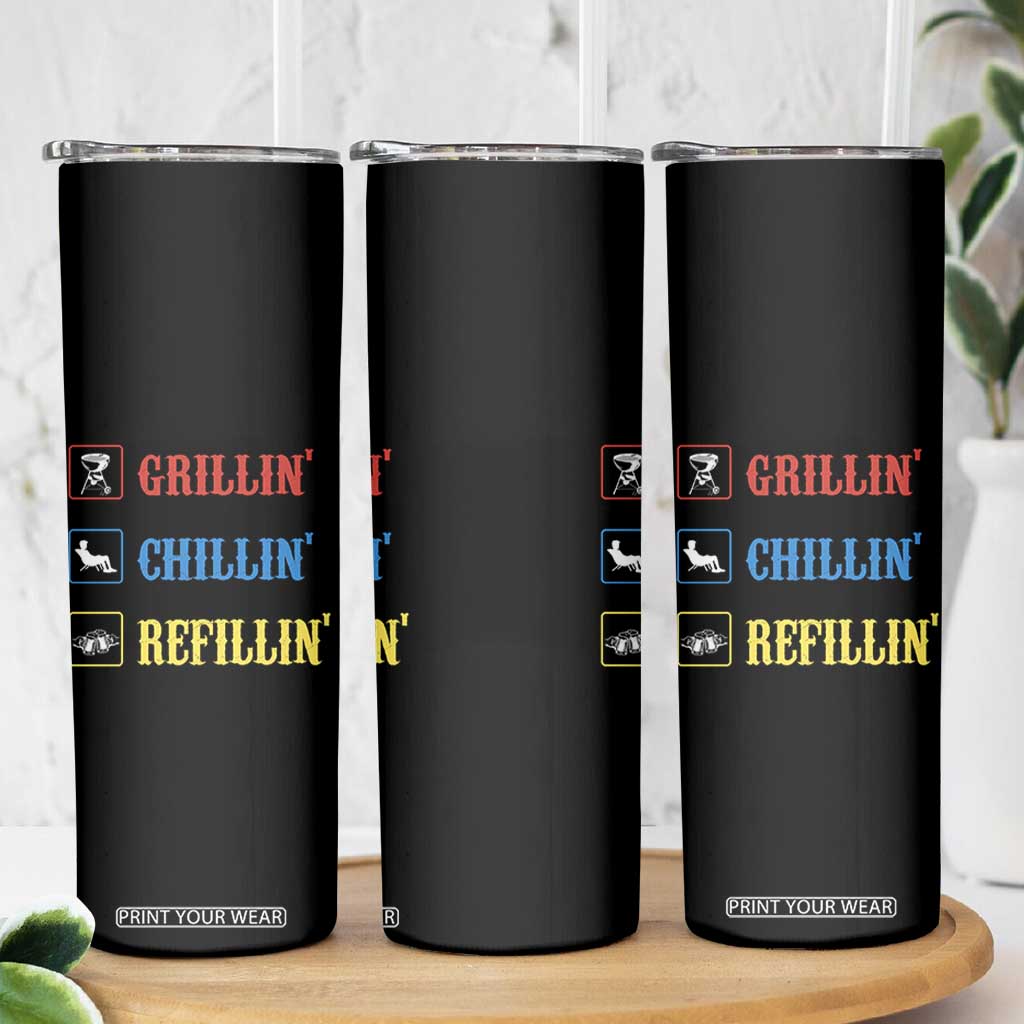 BBQ Lover Skinny Tumbler Grilling Chillin' Grillin' Refillin' Smoker TS11 Print Your Wear