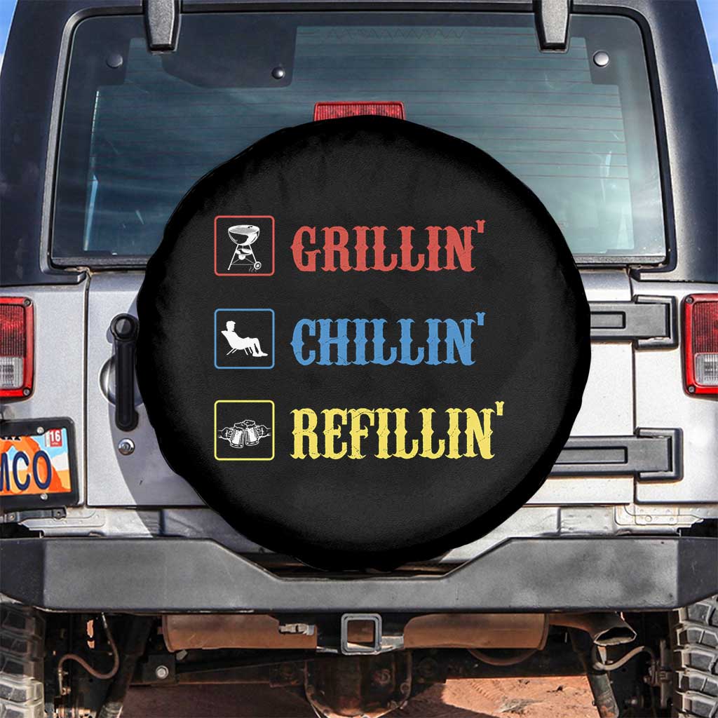 BBQ Lover Spare Tire Cover Grilling Chillin' Grillin' Refillin' Smoker TS11 No hole Black Print Your Wear