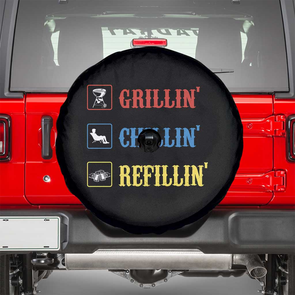 BBQ Lover Spare Tire Cover Grilling Chillin' Grillin' Refillin' Smoker TS11 Black Print Your Wear
