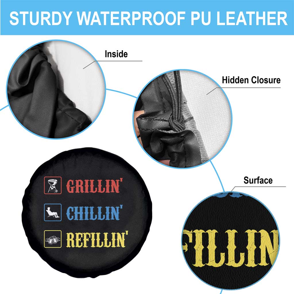 BBQ Lover Spare Tire Cover Grilling Chillin' Grillin' Refillin' Smoker TS11 Print Your Wear