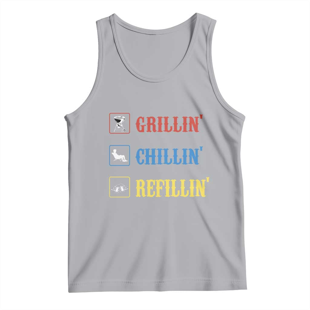 BBQ Lover Tank Top Grilling Chillin' Grillin' Refillin' Smoker TS11 Athletic Heather Print Your Wear