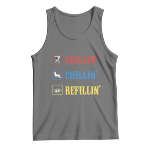 BBQ Lover Tank Top Grilling Chillin' Grillin' Refillin' Smoker TS11 Black Heather Print Your Wear