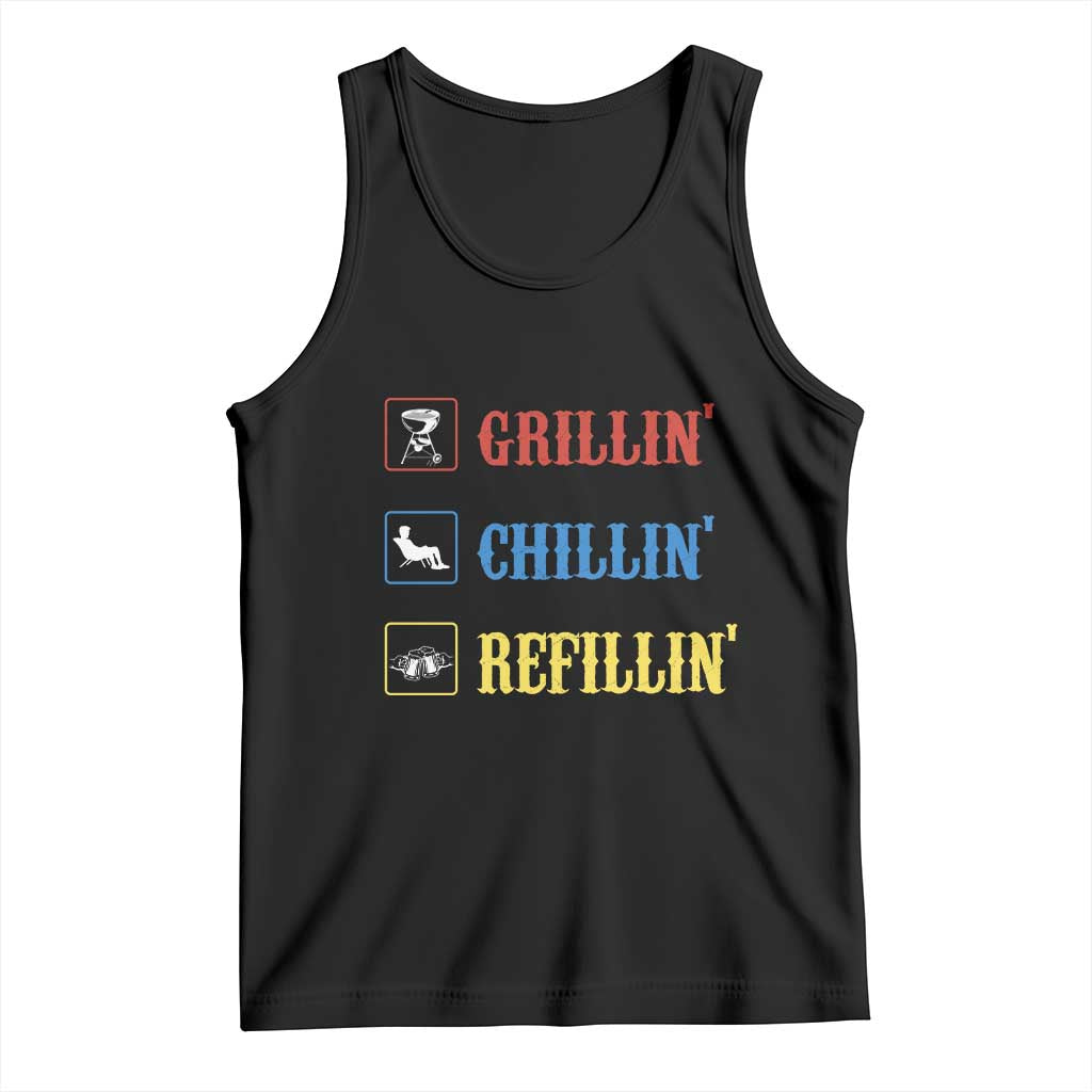 BBQ Lover Tank Top Grilling Chillin' Grillin' Refillin' Smoker TS11 Black Print Your Wear
