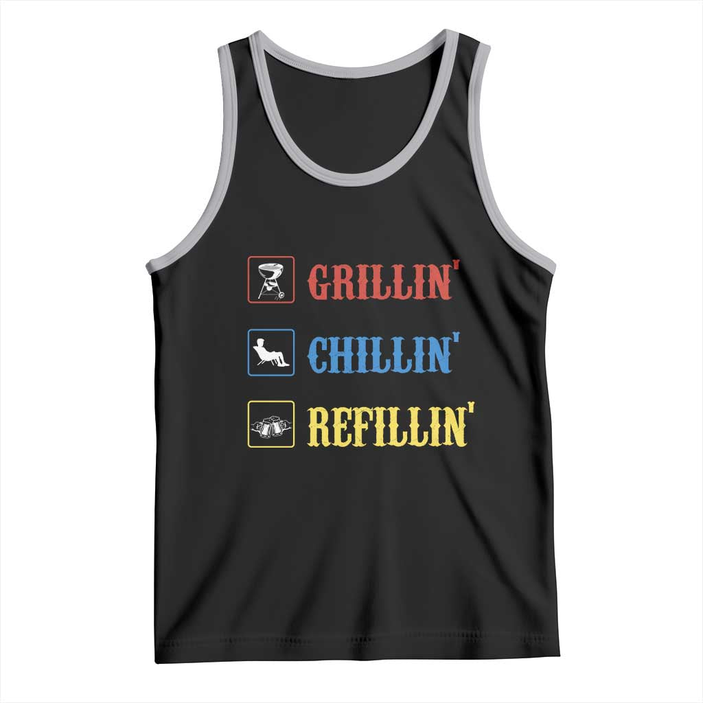 BBQ Lover Tank Top Grilling Chillin' Grillin' Refillin' Smoker TS11 Black Athletic Heather Print Your Wear