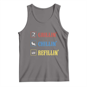 BBQ Lover Tank Top Grilling Chillin' Grillin' Refillin' Smoker TS11 Deep Heather Print Your Wear